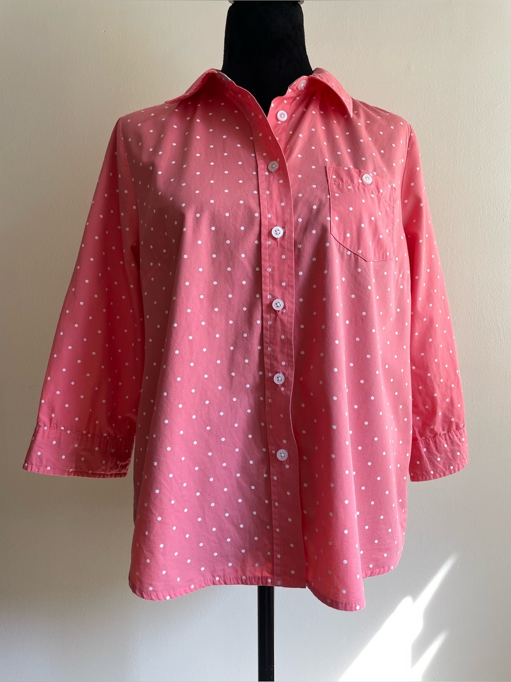 Tradition Petite Pink Polka Dot Cotton Button Front Shirt 10P